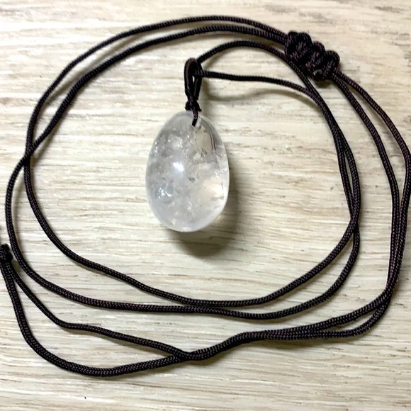 Natural Clear Quartz Adjustable Egg Necklace - Picture 1 of 3